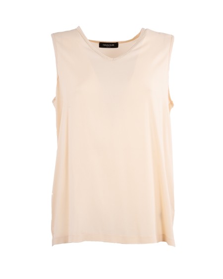 Shop FABIANA FILIPPI  Top: Fabiana Filippi canotta in sablé stretch.
Stretch sablé.
Filo diamante.
Composizione: 96% viscosa – 4% elastan.
Made in Italy.. TPD265F773L235-0149